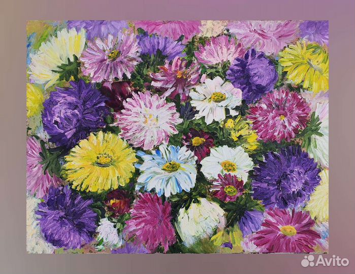 Картина маслом. Астры