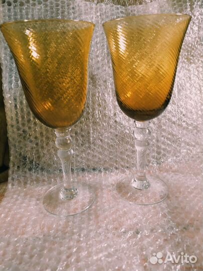 Цветное советское стекло СССР ваза бокал фужер