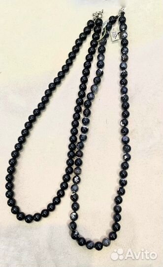 Бусы из черного агата натуральные камни