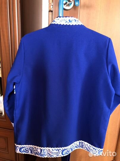 Косоворотка для мальчиков синий-белый