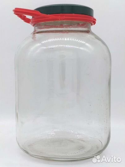 Банка стеклянная с ручкой и крышкой, 5л
