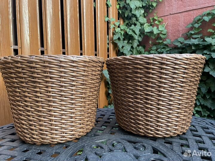 Кашпо 12л для цветов из искусственного ротанга