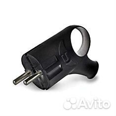 Вилка с кольцом с заземлением черная 16А 250В