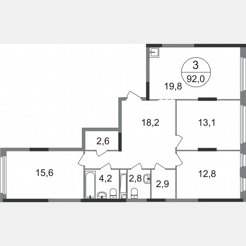 3-к. квартира, 92 м², 15/17 эт.