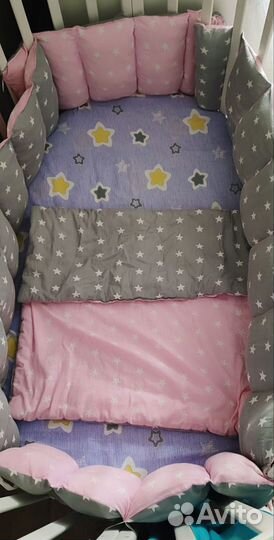 Бортики в детскую кроватку с одеялом двухсторонние