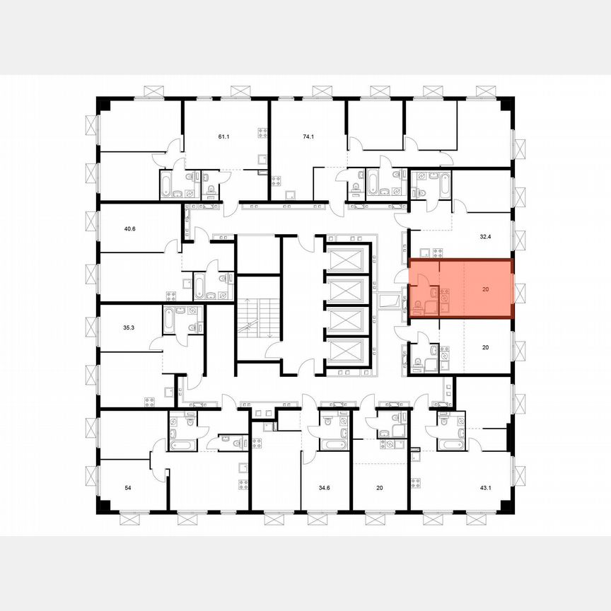 Квартира-студия, 19,6 м², 23/28 эт.