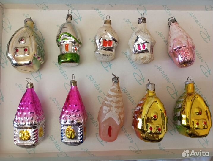 Елочные игрушки Домики СССР. Стекло
