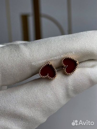 Серьги van cleef hearts sweet розовое золото 750