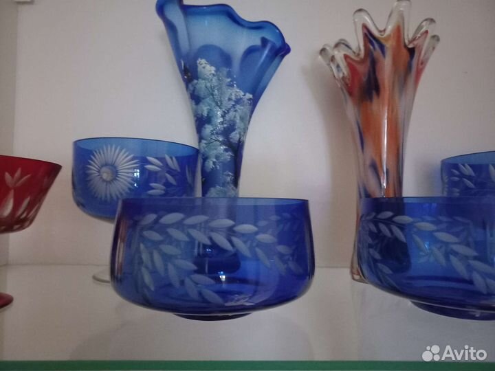 Конфетница цветное стекло СССР