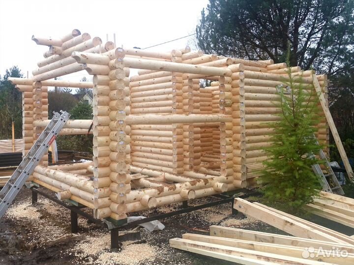 Сруб Бани 4.0х6.0м. с Фронтонами из бревна