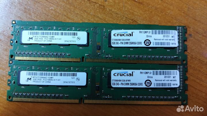 Оперативная память ddr3 Crucial. 2-4Gb