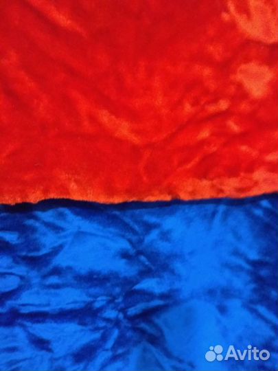 Мех искусственный отрезом синий красный