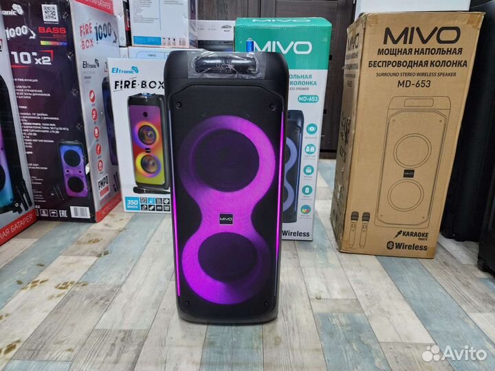 Колонка портативная 120 Ватт Mivo 653 микрофон 2шт
