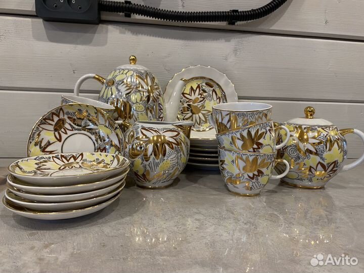 Кофейный сервиз Золотые Ромашки