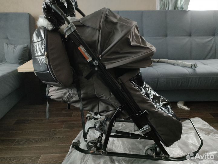 Детские санки коляска с колесами