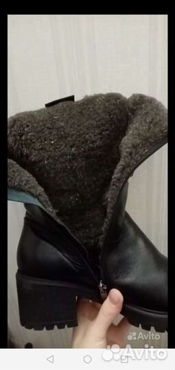 Кожаные зимние сапоги