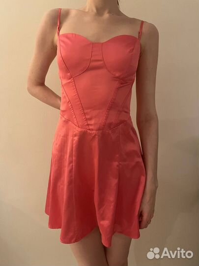 Вечернее платье мини XS розовое