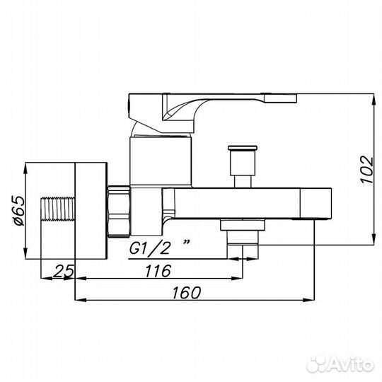 Azario AZ-15830501 Смеситель для ванны