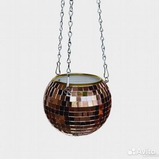 Кашпо из диско шара / кашпо из зеркальной мозаики