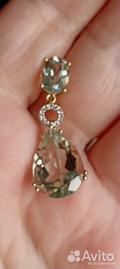 Золотая подвеска кулон бриллиантики аметист 585