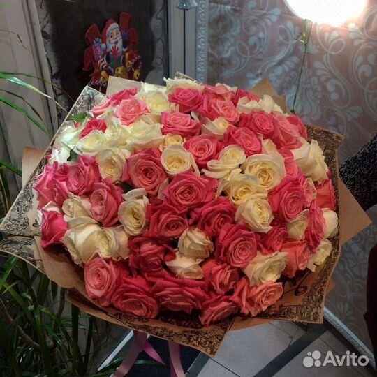 Букет-101 Роз микс-50см-за 5500.Доставка по крд