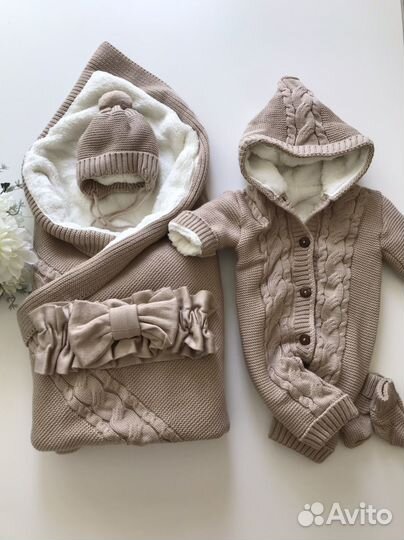 Вязанный набор / комплект на выписку осень-зима