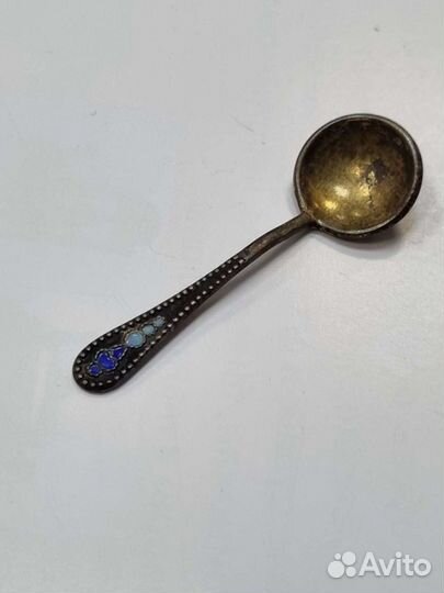 Ложка для соли. Серебро. Эмаль. 875-я