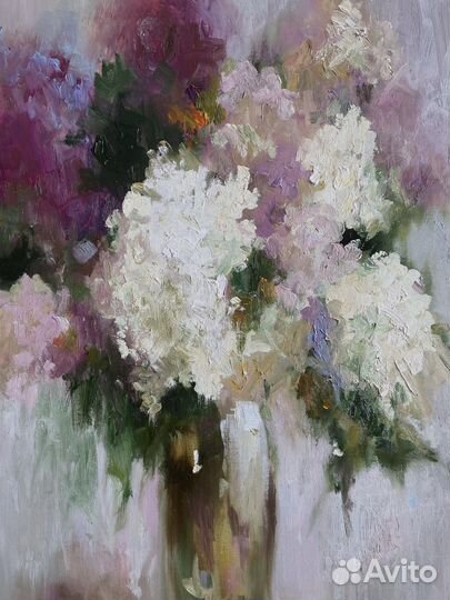 Картина маслом “Белая сирень»