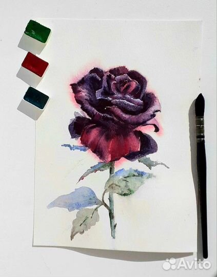 Акварельные розы, картина, постер