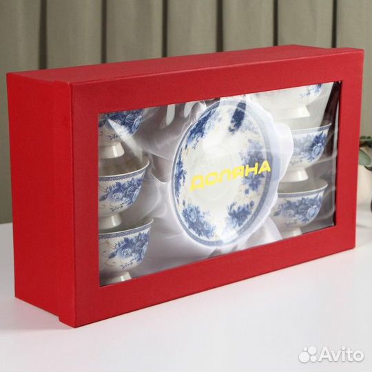 Сервиз чайный фарфоровый Доляна «Аззурро», 12 пред