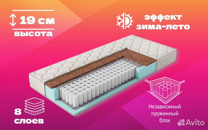 Матрас 140х190 новый пружинный Аврора TFK