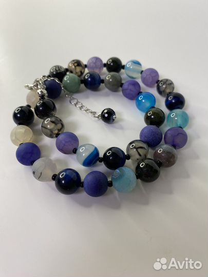 Разноцветные бусы из камней агат 44 см