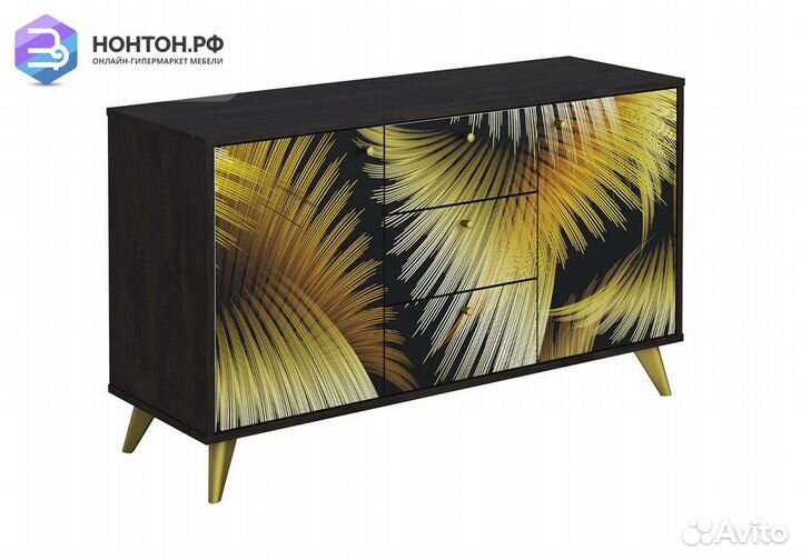 Комод Фьюжн с дверцами golden forest / камень угол