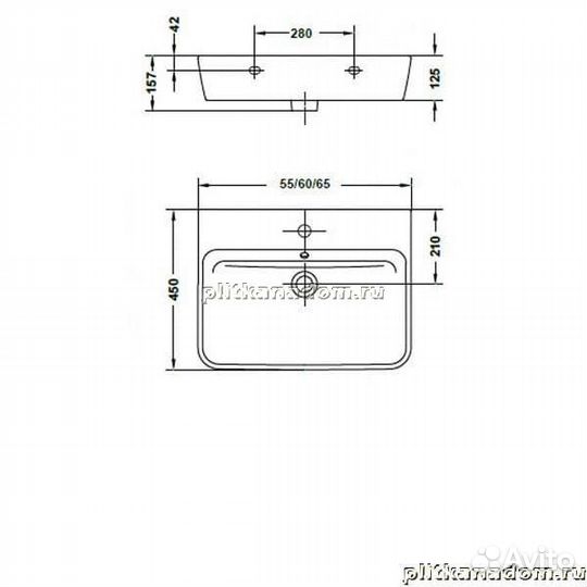 Gala Emma Square 27020 раковина 65х45 см с крепежом