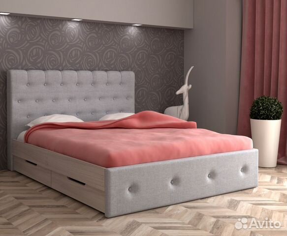 Кровать двухспальная 140*200 с ящиками Серебро купить в Горячем Ключе ...