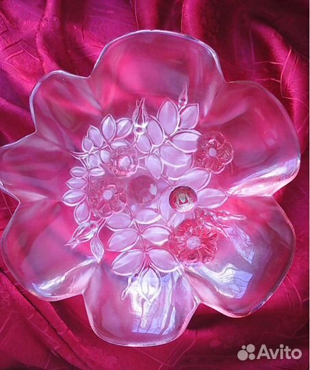 Конфетница Суданская роза цветное стекло Германия