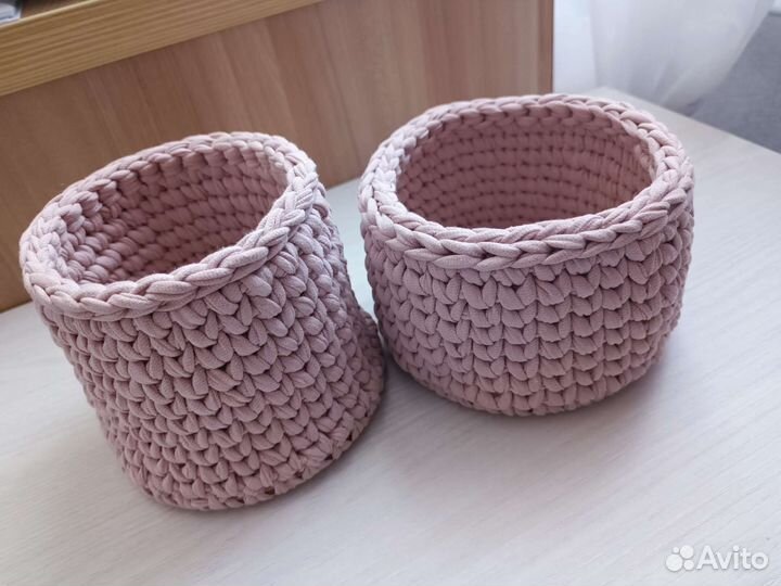 Вязаные корзины из трикотажной пряжи