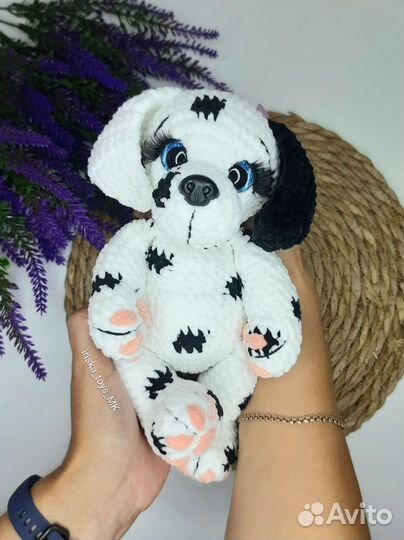 Собака далматинец вязаная игрушка ручной работы