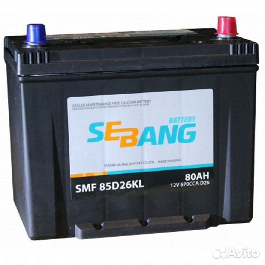 Аккумулятор 80Ач Sebang 85D26L 670A CCA Корея