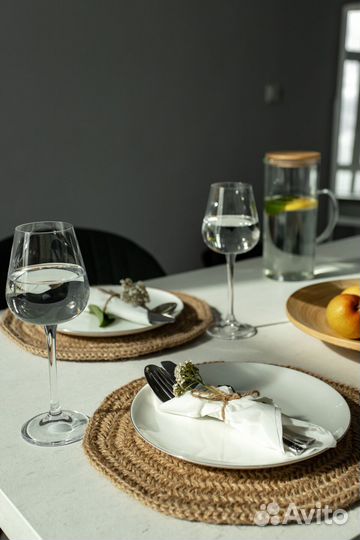 Круглая салфетка (плейсмат) из джута 