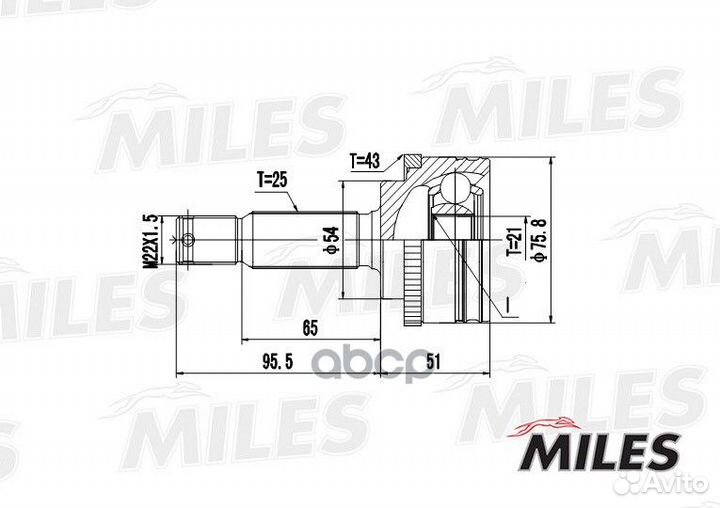 ШРУС наружный mitsubishi colt 1.5-95-05 (с ABS)