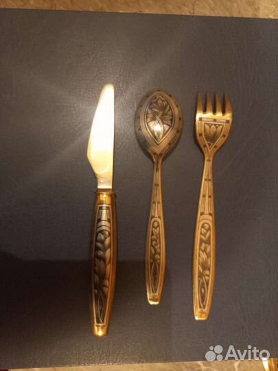 Серебряные нож,вилка,ложка,набор
