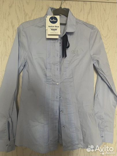 Блузка рубашка школьная Button blue 158 новая