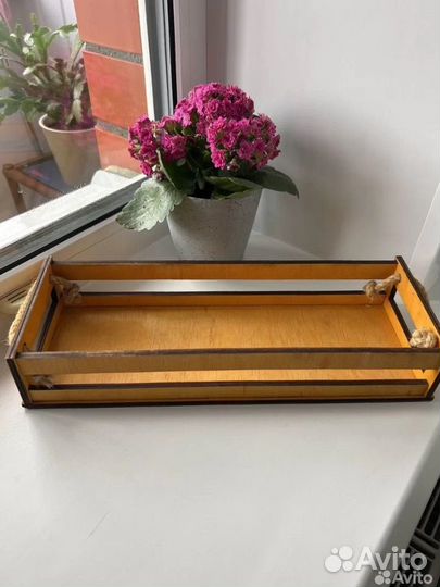 Полка деревянная для специй 34х12х6 желтый