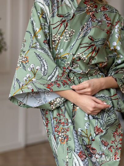 Халат кимоно домашний хлопковый