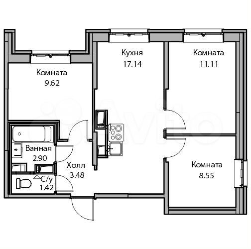 4-к. квартира, 53,7 м², 5/22 эт.