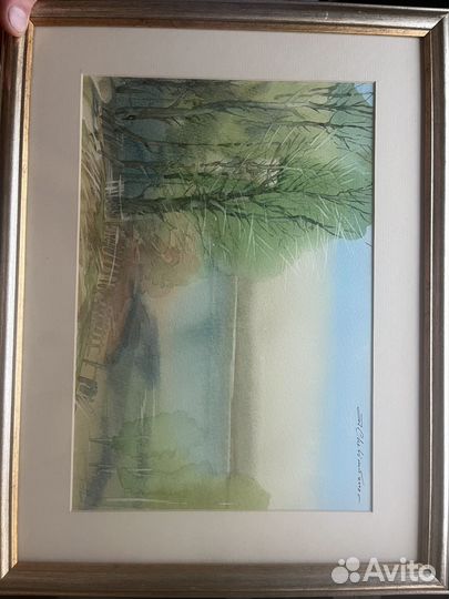 Картина акварель Пруд