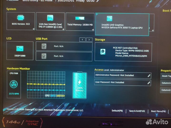 Новый asus tuf 506HE RTX 3050Ti/i7 11800/16ram/SSD