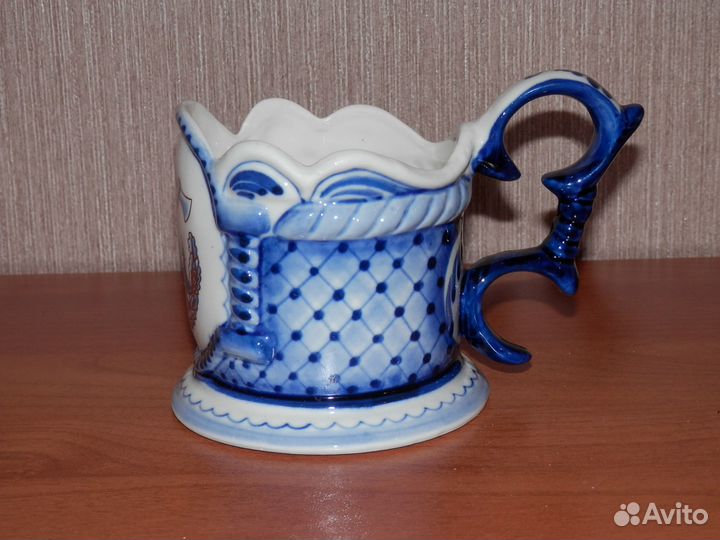 Уникальный авторский подстаканник. Фарфор Гжель