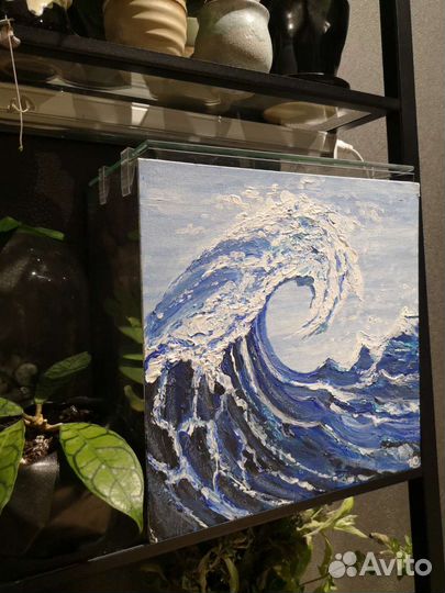 Картина морская волна акрил 25х25 см